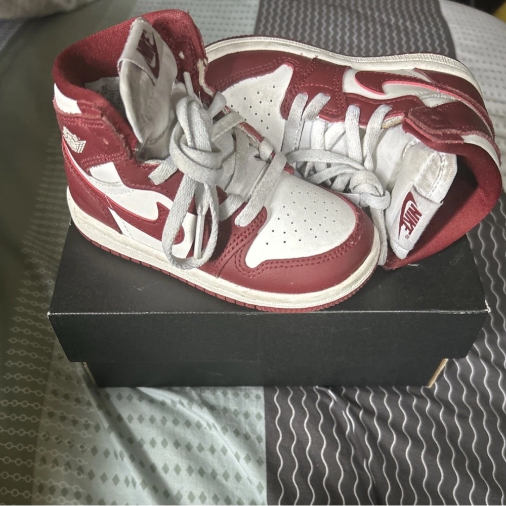 Nike Red and White High-Top Sneakers